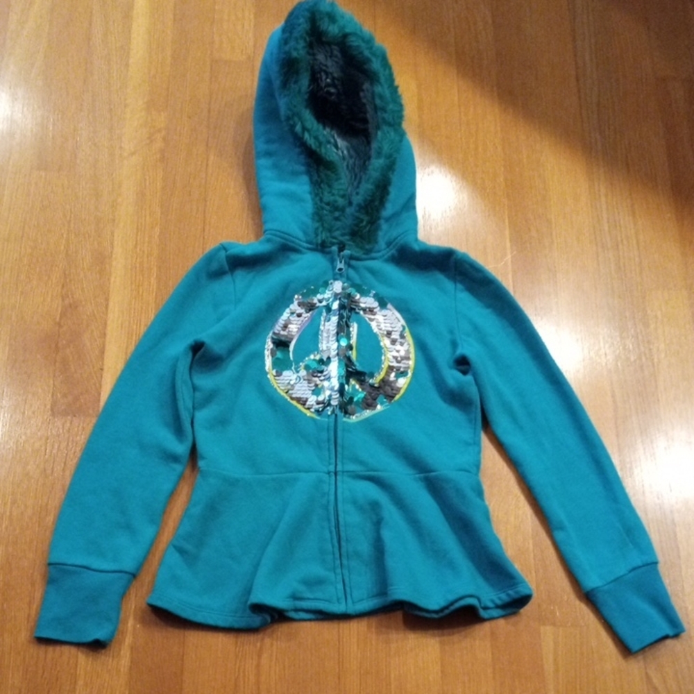 Y2K Peace Sequin Girls Jacket, 10/12